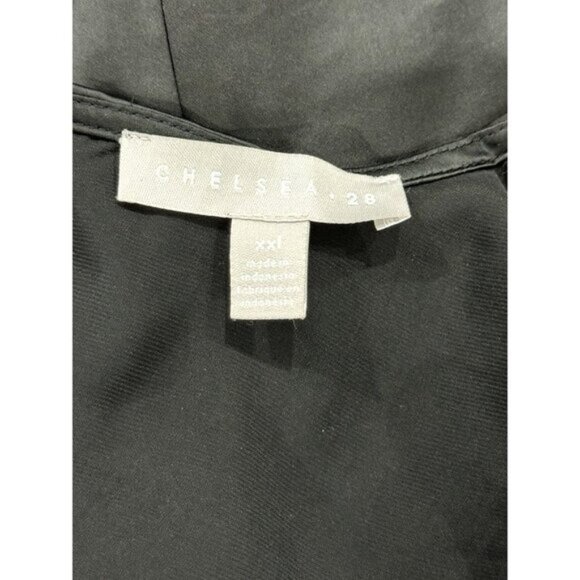 Chelsea 28 Black Wrap Midi Dress XXL Satin Short Sleeve Keyhole Back - Picture 5 of 10